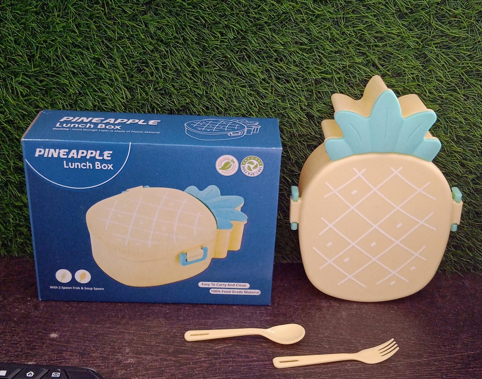 5729 Kids Lunch Box Cute Pineapple Shaped Bento Box with Fork Spoon Snack Candy Container Microwave Portable Office Lunch Box (1 Pc / With Spoon, Fork & Color Box) 5729 Kids Lunch Box Cute Pineapple Shaped Bento Box with Fork Spoon Snack Candy Container Microwave Portable Office Lunch Box (1 Pc / With Spoon, Fork & Color Box)
